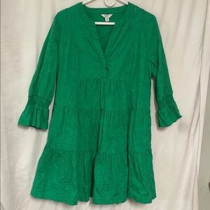 Green V-Neck Tiered Dress